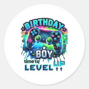 Birthday Boy Time To Level Up Video Game Birthday Classic Round Sticker