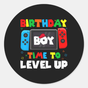 Birthday Boy Time To Level Up Video Game Birthday Classic Round Sticker
