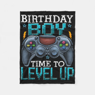 Birthday Boy Time To Level Up Video Game Birthday Fleece Blanket