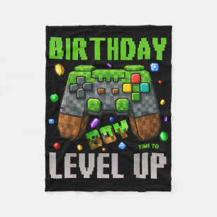 Birthday Boy Time To Level Up Video Game Birthday Fleece Blanket