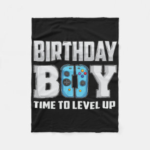 Birthday Boy Time To Level Up Video Game Birthday Fleece Blanket