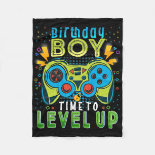 Birthday Boy Time To Level Up Video Game Birthday  Fleece Blanket
