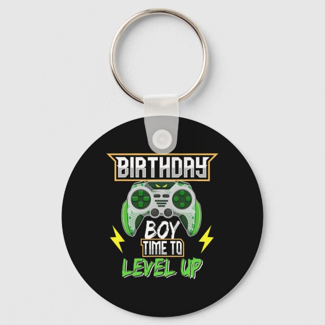 Birthday Boy Time To Level Up Video Game Birthday  Key Ring (Front)