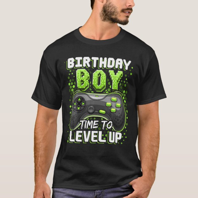 Birthday Boy Time To Level Up Video Game Birthday T-Shirt (Front)
