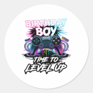 Birthday Boy Time To Level Up Video Game For Boys Classic Round Sticker