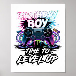 Birthday Boy Time To Level Up Video Game For Boys  Poster