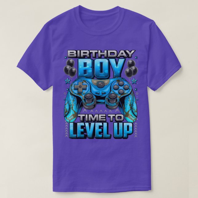 Birthday Boy Time to Level Up  Video Gamer Birthda T-Shirt (Design Front)