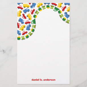 Birthday Boy Toys Colourful Cars Trains Bus Trucks Stationery