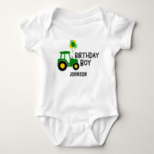Birthday boy tractor baby bodysuit
