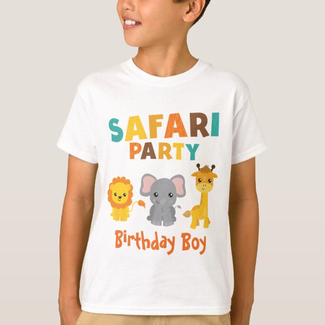 Birthday Boy Trendy Safari Party T-Shirt (Front)
