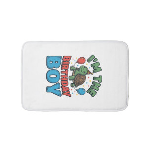 Birthday Boy Turtle Vintage Party Shirt Design_1 Bath Mat