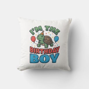 Birthday Boy Turtle Vintage Party Shirt Design_1 Cushion