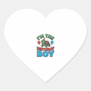 Birthday Boy Turtle Vintage Party Shirt Design_1 Heart Sticker