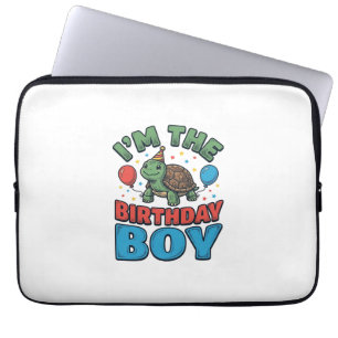 Birthday Boy Turtle Vintage Party Shirt Design_1 Laptop Sleeve