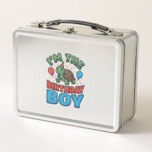 Birthday Boy Turtle Vintage Party Shirt Design_1 Metal Lunch Box