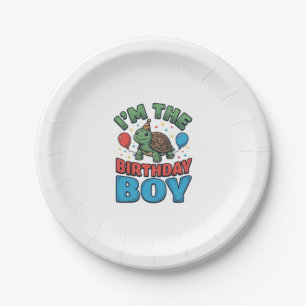 Birthday Boy Turtle Vintage Party Shirt Design_1 Paper Plate