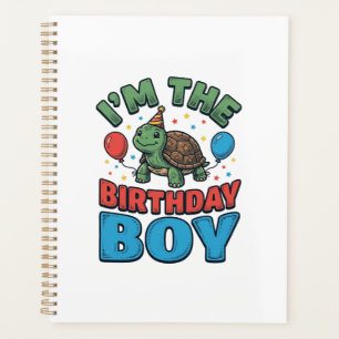 Birthday Boy Turtle Vintage Party Shirt Design_1 Planner