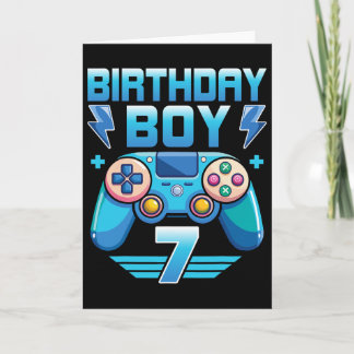 Birthday Boy Video Gamer 7th Birthday Party 7 Year Card
