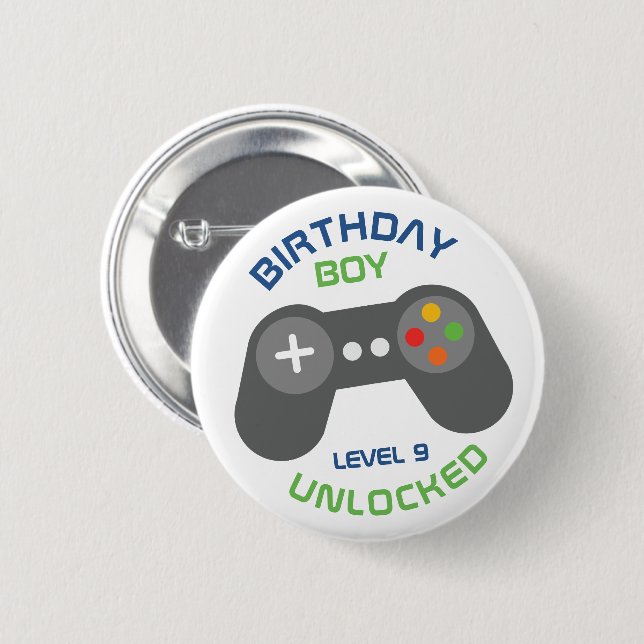 Birthday Boy Video Games Themed Party 6 Cm Round Badge (Front & Back)