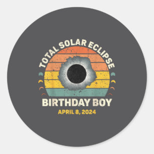Birthday Boy Vintage Funny Totality Spring Solar E Classic Round Sticker