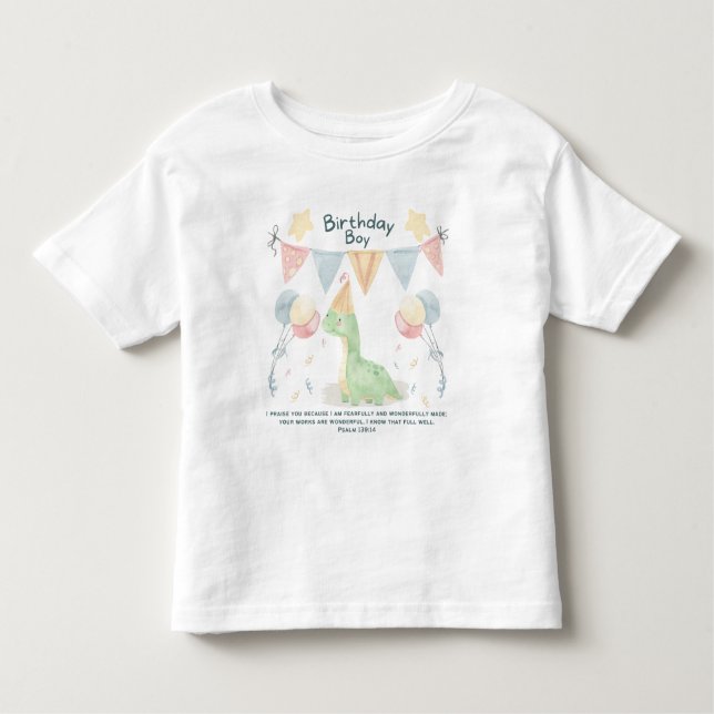 Birthday Boy Watercolor Dinosaur Toddler T-Shirt (Front)
