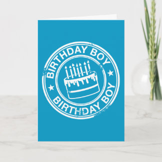Birthday Boy -white rubber stamp effect- Card