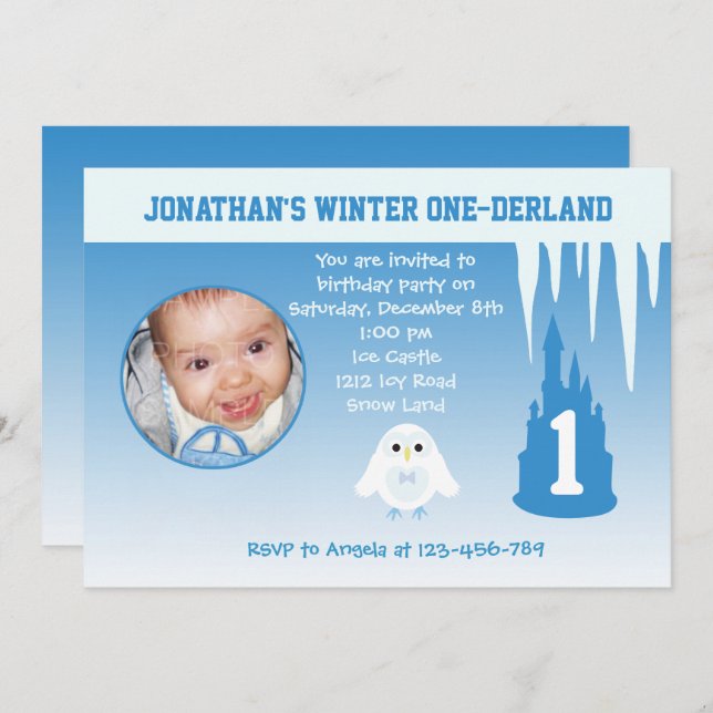 Birthday Boy Winter Onederland invitation (Front/Back)