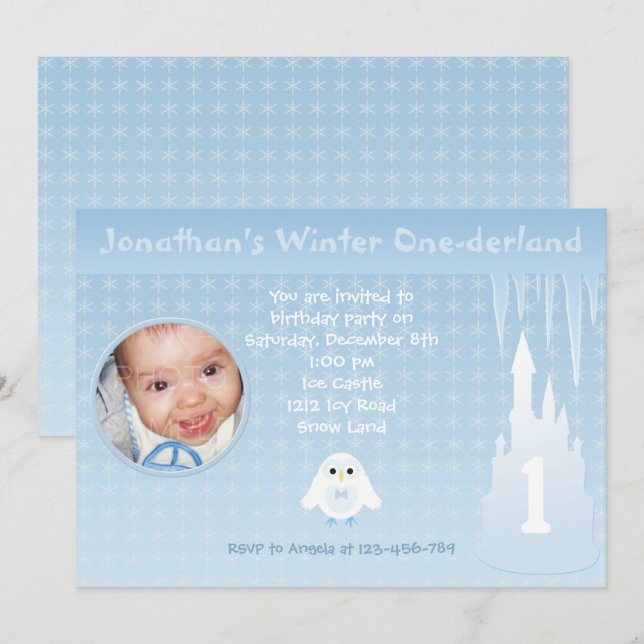 Birthday Boy Winter Onederland invitation (Front/Back)