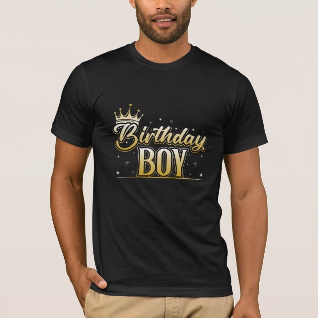 Birthday boy with crown t shirt design (Front)
