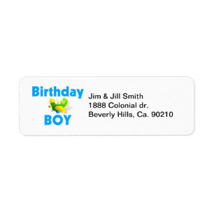 Birthday Boy With Toy Aeroplane Return Address Label