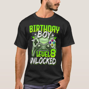 Birthday Boys Level 8 Unlocked Video Gamer Birthda T-Shirt
