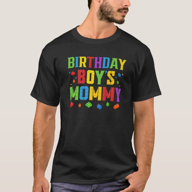 Birthday Boy's Mummy Blocks Master Builder Brick B T-Shirt (Front)