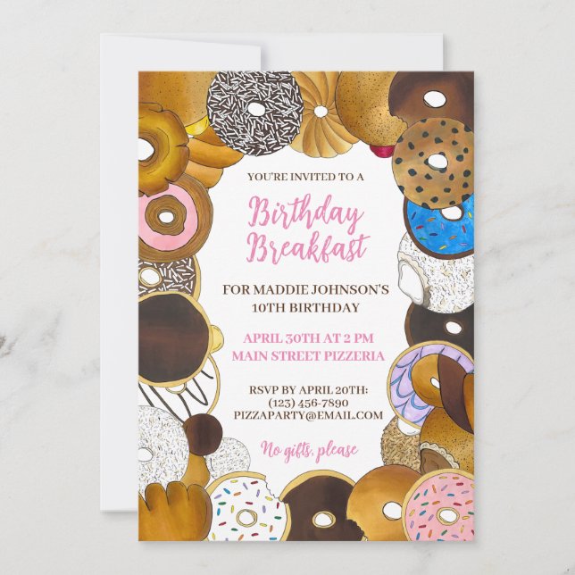 Birthday Breakfast Brunch Doughnut Doughnut Junk F Invitation (Front)