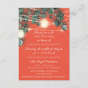 Birthday Bridal Shower Coral Gold  Rustic Mint Invitation