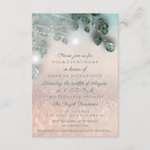 Birthday Bridal Shower Light Jar Glitter Rose Invitation
