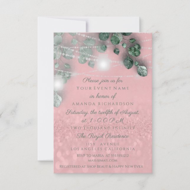 Birthday Bridal Shower Light Jar Rustic Blush Pink Invitation (Front)