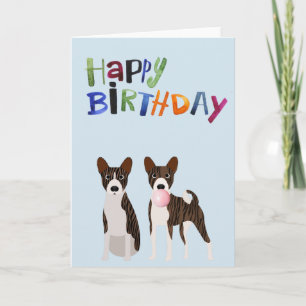 Birthday Brindle Basenji Dog Animal Bubble Gum Card