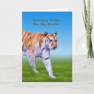Birthday, Brother, Tiger Walking Card