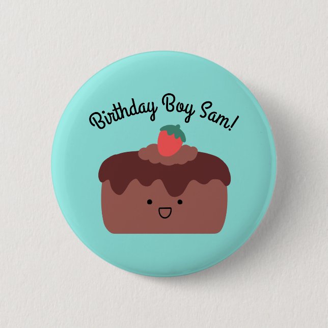 Birthday | Brown Chocolate Cake Button (Front)