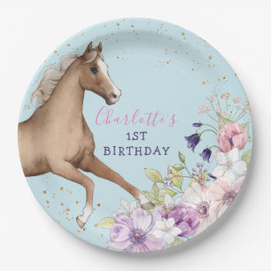 Birthday Brown Horse Paper Plates