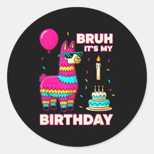 Birthday Bruh Its My Birthday Funny Birthday Boy L Classic Round Sticker