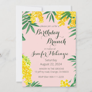 Birthday Brunch mimosa watercolor Invitation