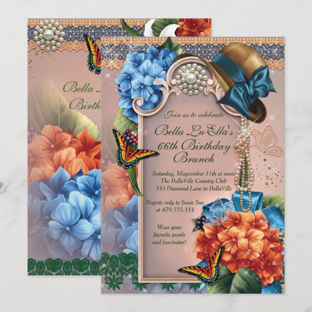 Birthday Brunch Mothers Day Luncheon Invitations (Front/Back)