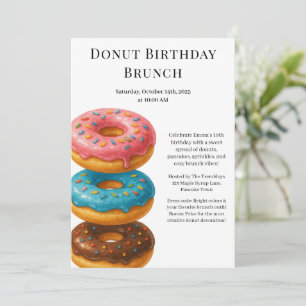 Birthday Brunch Party Pancakes & Donuts Invitation