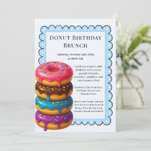 Birthday Brunch Party   Pancakes & Donuts  Invitation