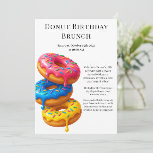 Birthday Brunch Party Pancakes & Donuts Invitation