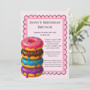 Birthday Brunch Party   Pancakes & Doughnuts  Invitation