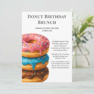 Birthday Brunch Party   Pancakes & Doughnuts  Invitation
