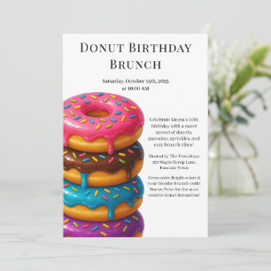 Birthday Brunch Party   Pancakes & Doughnuts  Invitation