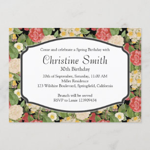 Birthday Brunch Vintage Spring Botanical Print Invitation